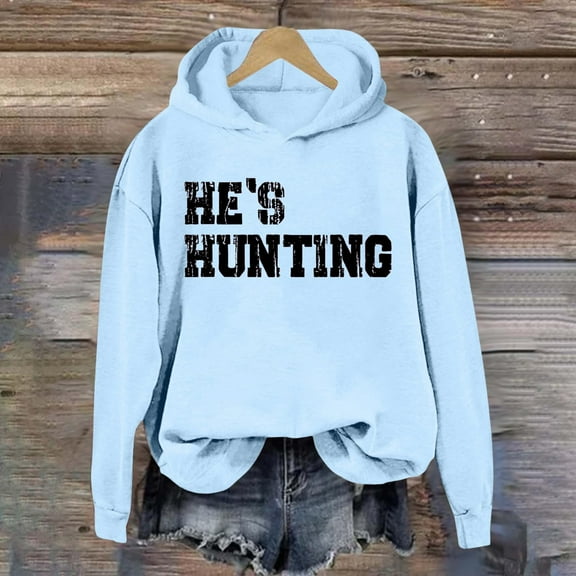 XINXIAOO Womens Hoodie Long Sleeve Pullover Sweatshirts Graphic Hoodie Light Blue Crewneck Women's Fall Fashion Womens Trendy Clothes