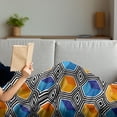 thumbnail image 3 of Abstract Soft Flannel Fleece Throw Blanket, Pattern of Rhythmic Optical Illusion Cubes and Rhombus Motifs in Lively Tones, Cozy Plush for Indoor and Outdoor Use, 60" x 80", Multicolor, by Ambesonne, 3 of 5
