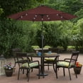 thumbnail image 2 of 9ft Solar Lighted Outdoor Patio Market Umbrella with Hand Crank and Tilt Burgundy, 2 of 7