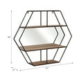 thumbnail image 6 of Metal 24" Hexagon Wall Shelf with Mirror, Brown 23.6"H - 26.8" x 5.9" x 23.6", 6 of 6