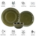 thumbnail image 5 of Handcrafted Stoneware Embossed Ceramic Dinner Set Of 18 Pcs, Moss Green | 6 Dinner Plates+ 6 Small Plates+ 6 Small Dinner Bowls, 180ml Each | Microwave & Dishwasher Safe - Serving For 6, 5 of 5