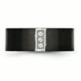 thumbnail image 4 of Bague Plate en Acier Inoxydable Noir Brossé IP Trois CZ Taille 13, 4 of 7