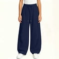 thumbnail image 5 of Agkizg Kids Girls Curved Leg Sweatpants Elastic Waist Solid Color Casual Pants for Trendy Fall Winter Wear, Sizes 7-8 Years, 5 of 6