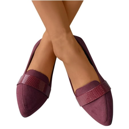 Oyedens Slip on Flats Dress Shoes for Women Lightweight Casual Pointed Toe Business Work Penny Loafers