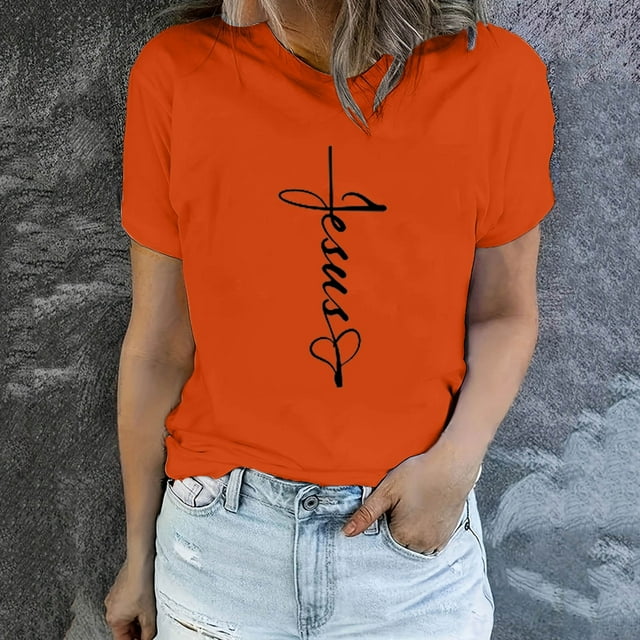 Daisyyozoid Chemise Joyeuses Pâques pour Femmes Printemps et Été 2024 Mode Imprimé Col Rond Manches Courtes