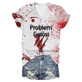 thumbnail image 1 of AWZXDE T-Shirts Élégants pour Femmes - T-Shirt à Manches Courtes Imprimé Col Rond pour Usage Quotidien Sorties Décontractées et Superposition, 1 of 4