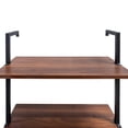 thumbnail image 4 of Noble House Kova 39" Metal Storage Wall Shelves, 3-Tier and 2-Tier Set with Hooks, Wooden Display Organizer, Walnut, 4 of 12