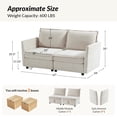 thumbnail image 5 of Tina's Home 67" Chenille Loveseat Sofa 2 Seater Couch with Storage Convertible Oversized Sleeper Sofa Living Room with Pillows Beige, 5 of 9
