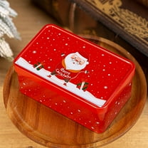 KOYPTL Metal Christmas Storage Box Christmas Tin Case Packaging Box Container with Lids for Cookie Chocolate Gifts Storage Seasonal Celebrations Xmas Holiday Parties Birthdays Suppiles