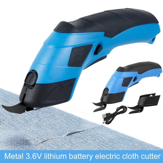 Cordless Electric Scissors with 2 Blades 3.6V 10000RPM Electric Mini Cutter USB Rechargeable Power Hand Shears Cutter Portable Shears Cutting Tool Handheld Cloth Cutting Machine