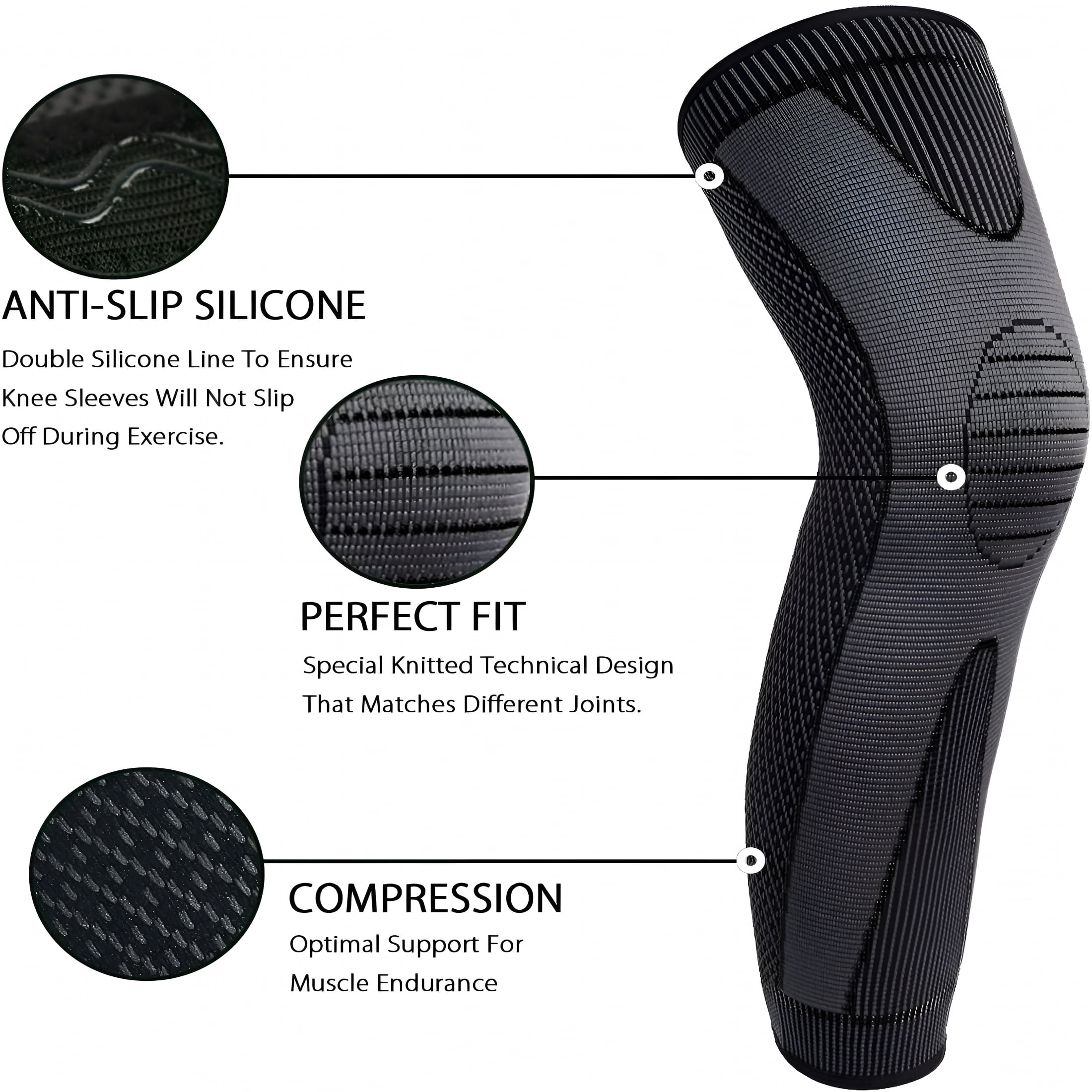 XIRQI Full Leg Sleeves Long Compression Leg Sleeve Knee Sleeves Protect Leg, for Man Women Basketball, Arthritis Cycling Sport