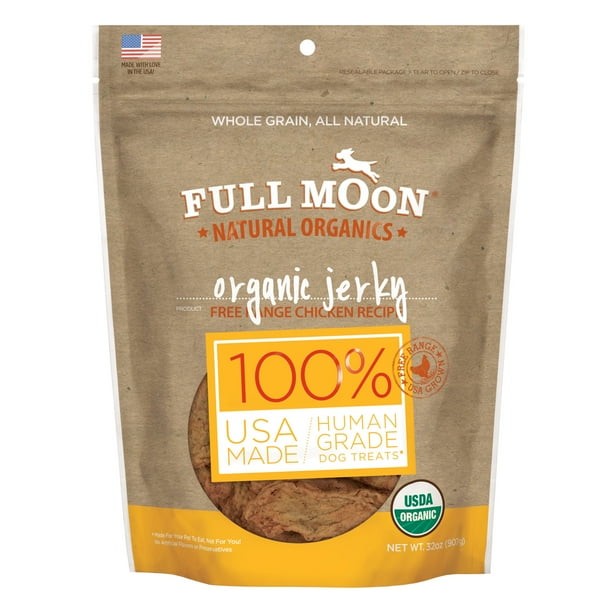 Full Moon Organic Human Grade Dog Treats, Chicken Jerky, 32 Oz