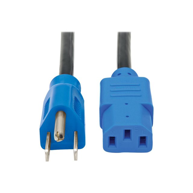 Tripp Lite 4ft Computer Power Cord Cable 5-15P to C13 Blue 10A 18AWG 4' - Power cable - IEC 60320 C13 to NEMA 5-15 (M) - AC 110 V - 4 ft - blue