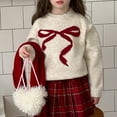 thumbnail image 2 of DHFJKG Bow Sweater For Girl Knitted Long Sleeve Crewneck Loose Fit Pullover Toddlers Kids Teens Casual Wear For 1-14 Years Trendy Tops, 2 of 8