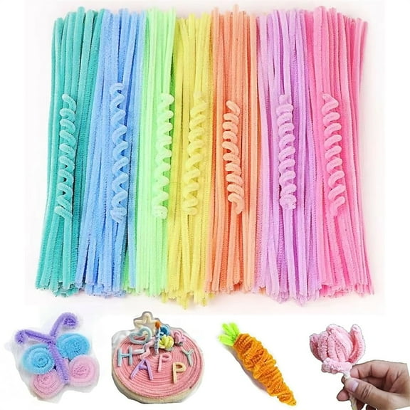 Triani 200Pcs Cleaners Chenille Stems 12 Inch Pastel Macaron Color Pipe Cleaner Crafts for Art and Craft Projects Creative DIY Decorations (Random Color)
