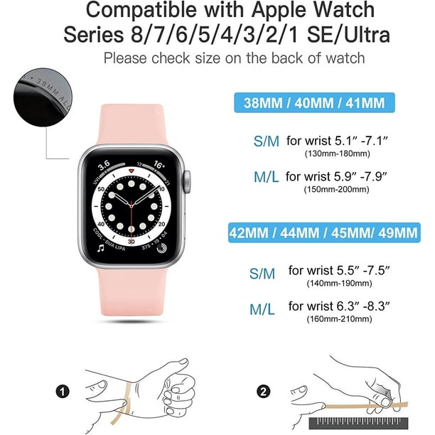 Compatible con Apple Watch Band 38 mm 40 mm 41 mm 42 mm 44 mm 45 mm 49 mm correas de silicona de repuesto para iWatch Series 8 7 6 5 4