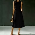 thumbnail image 4 of SOOMLON 2 Piece Skirt Set for Women Crew Neck Sleeveless Shirt Draped A Line Midi Skirt with Pockets High Waisted Outfits, 4 of 7