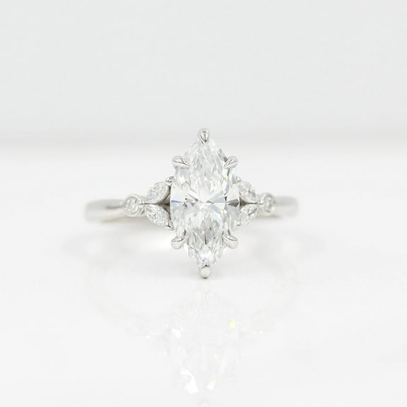 Kiva Jewel Elegant 1.69 Ct Marquise Diamond Ring for Women - Lab Created Diamond Engagement Ring - 14K White Gold Plated - Prong Setting - Perfect for Proposals, Anniversaries, and Birthdays