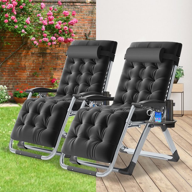 Slsy Zero Gravity Chair 2 Pack, Lawn Recliner, Set of 2 Reclining Patio