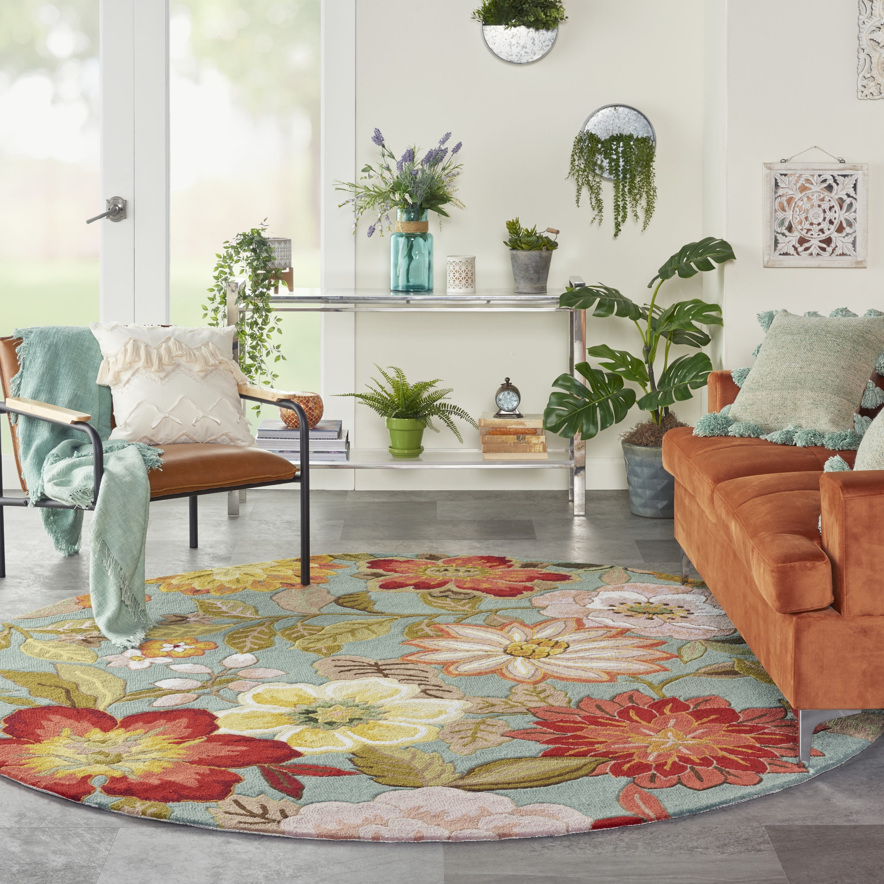 Nourison Fantasy Floral Aqua Area Rug