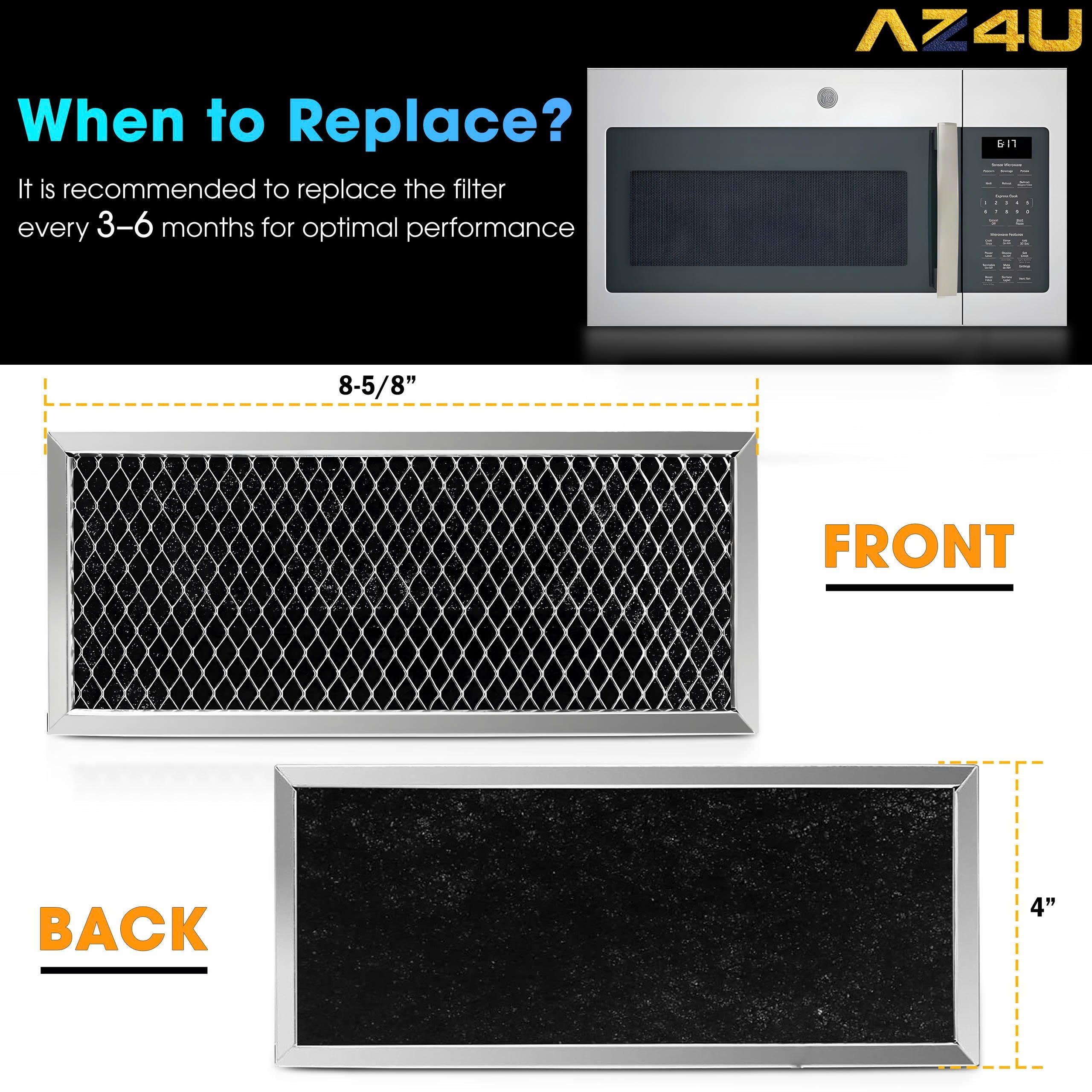 AZ4U 2 Pack Microwave Charcoal Filters Compatible with GE JVM2070SH001 JVM2070SK01 JVM2070WH001 JVM2071BH001 Microwave - 4" x 8-5/8"