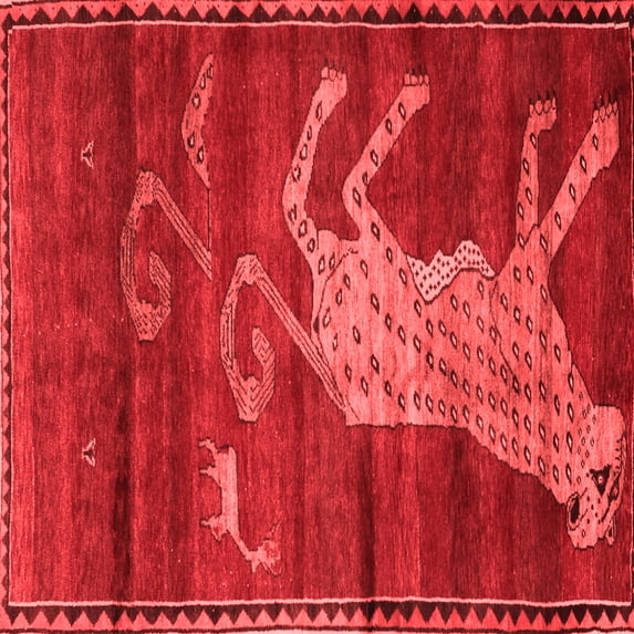 Ahgly Company Indoor Square Animal Red Traditional Area Rugs, 6' Square