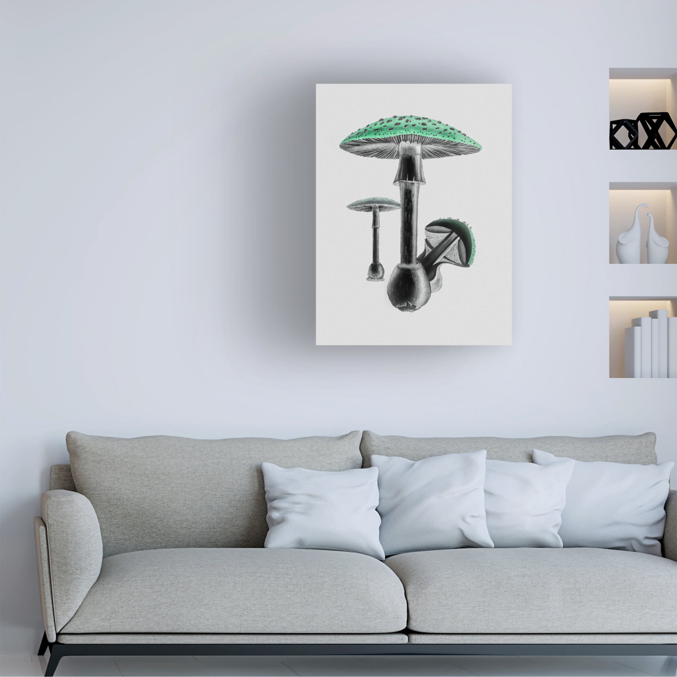 Trademark Fine Art Pictufy Amanita Muscaria White Background Green Canvas Wall Art