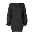thumbnail image 5 of Women's Sweater Dress Knit Dress Long Sleeve Off Shoulder Solid Color Casual Winter Dress for Loungewear,Black,L, 5 of 7