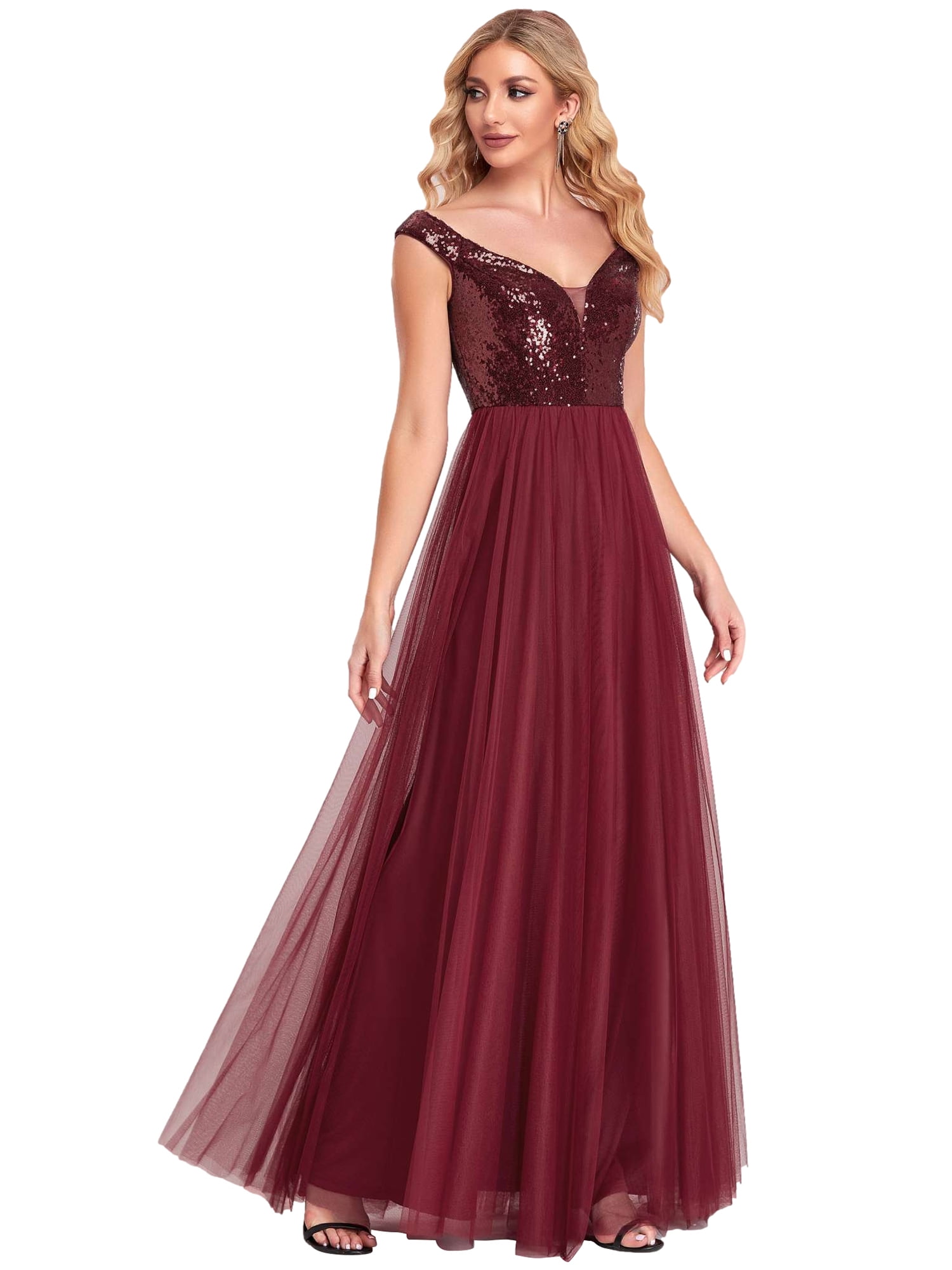 Ever-Pretty US Shoulder-Straps Long Evening Dress Sequins Homecoming Prom Gowns 