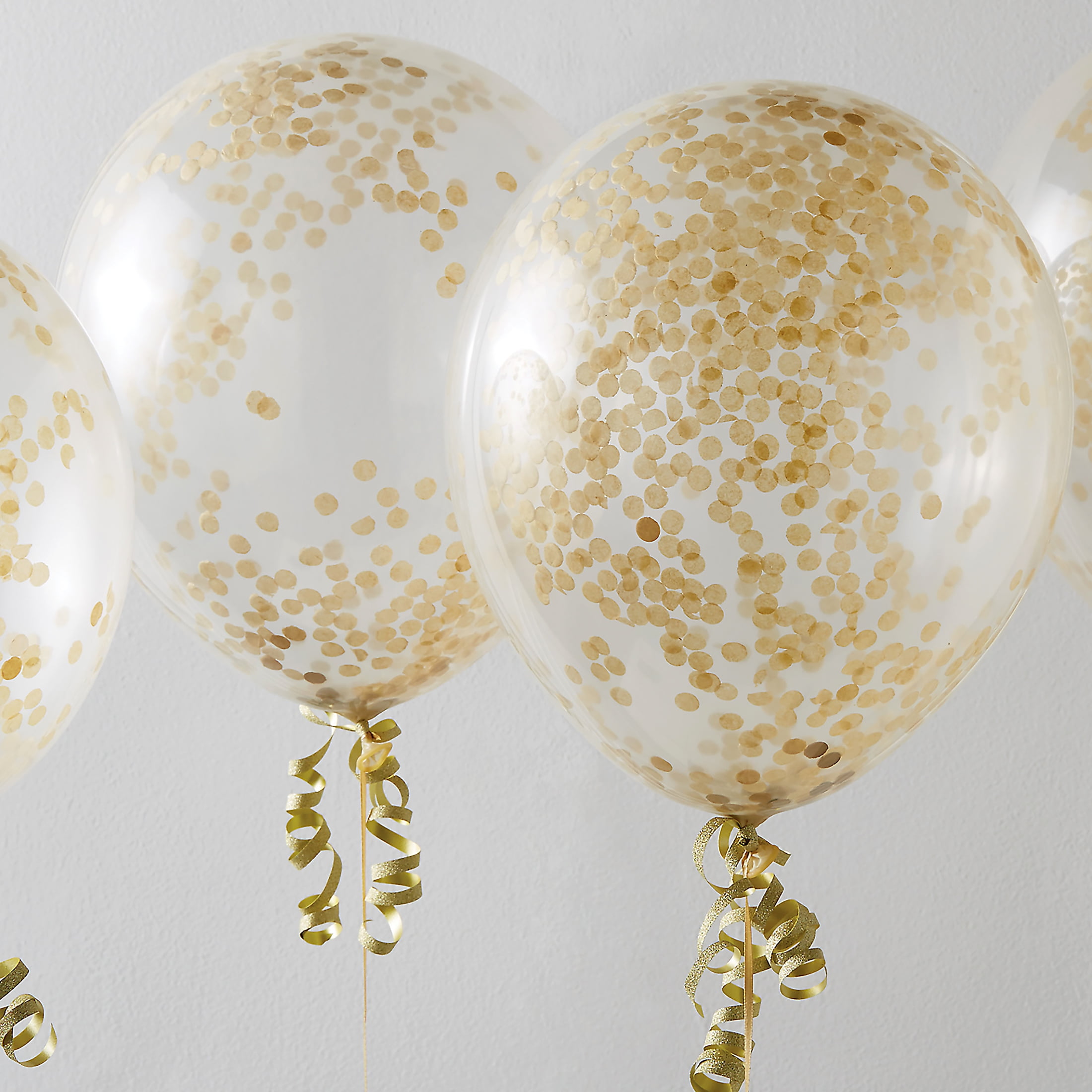 Way to Celebrate 12 Inch Gold Confetti Helium Quality Balloons, 6 Count, 1 Package