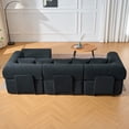 thumbnail image 3 of 106" Modular Sectional Sofa,L Shaped Cloud Sectional Couch with Deep Seat,Modern Velvet Boneless Couch with Movable Chaise & 5 Pillows,Compressed Sofa for Living Room,No Assembly Required (Black), 3 of 11