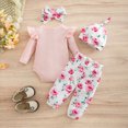 thumbnail image 4 of Baby Girl Clothes 0 3 6 Months Letter My Aunt Is Cooler Than My Dad Print Long Sleeve Ruffle Romper and Floral Pant Headband Sets Cute Baby Girl Winter Clothes, 4 of 7