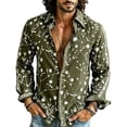 thumbnail image 2 of Fsmtpdam Mens Hawaiian Shirt Floral Button Down Collared Casual Long Sleeve Printed Boho Tops Vintage Relaxed Fit Lightweight Summer Beach Vacation Shirts, 2 of 5