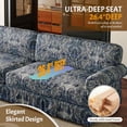 thumbnail image 5 of FFH 74" Chenille Couch for Living Room, 3 Seater Cloud Sofa with Elegant Rolled Arms and Pleated Skirt Design, Blue Floral, 5 of 8