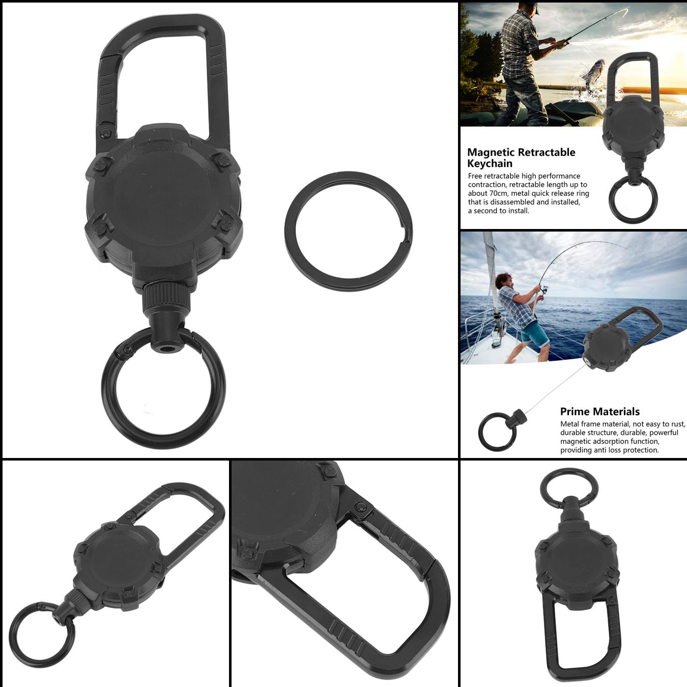 Heavy Duty Retractable Keychain: 70cm Steel Wire, Magnetic Quick Release, Anti,Loss  Durable