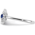 thumbnail image 3 of Solid Gold 14k White Polished Diamond and Blue Sapphire Circle Ring - Ring Size 7.0, 3 of 8