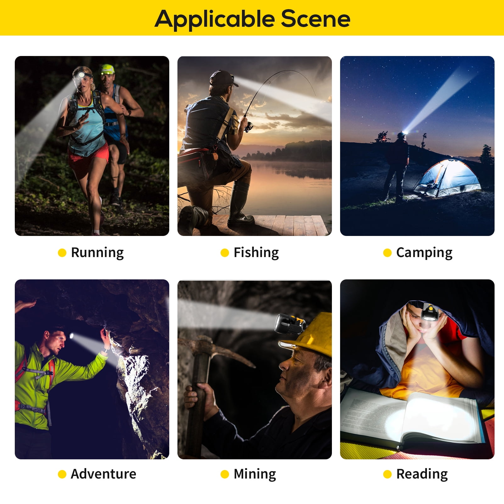 Hunting Friends Rechargeable LED Mining Headlamp, Waterproof & Explosion-Proof Miner's Headlamp, High-Power Headlight Flashlight for Camping, Night Running, Fishing, Hunting & Outdoor Activities