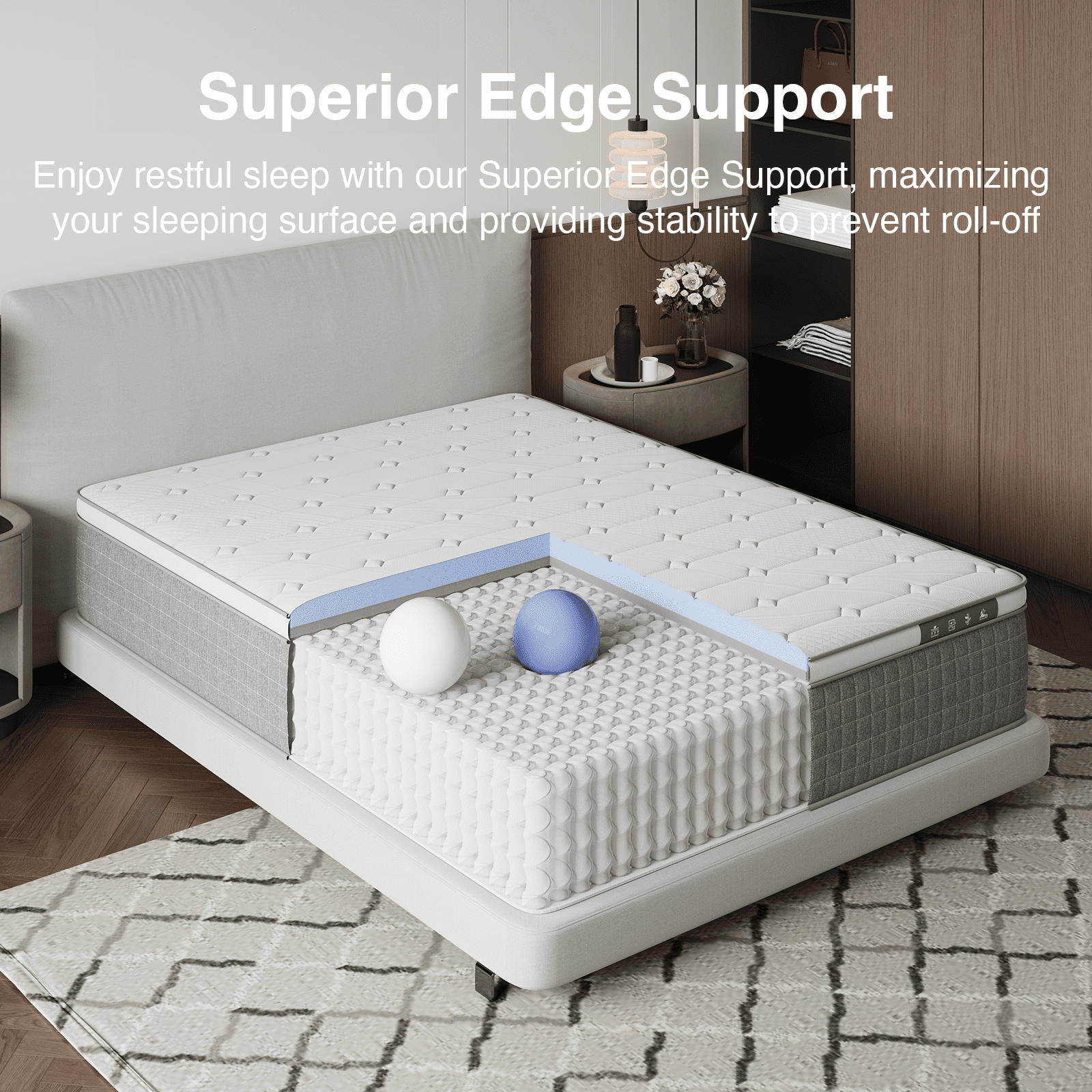 Novilla Vela 14 inch Queen Mattress, Hybrid Mattresses with Cooling Gel Memory Foam in a Box, Pressure Relief, CertiPUR-US Certified