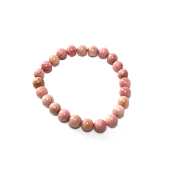 Jet Rhodochrosite Bracelet Round Beads Stretch Bracelet Natural Genuine Metaphysical A  Free Booklet Healing Gift Gemstone Crystal Bracelet