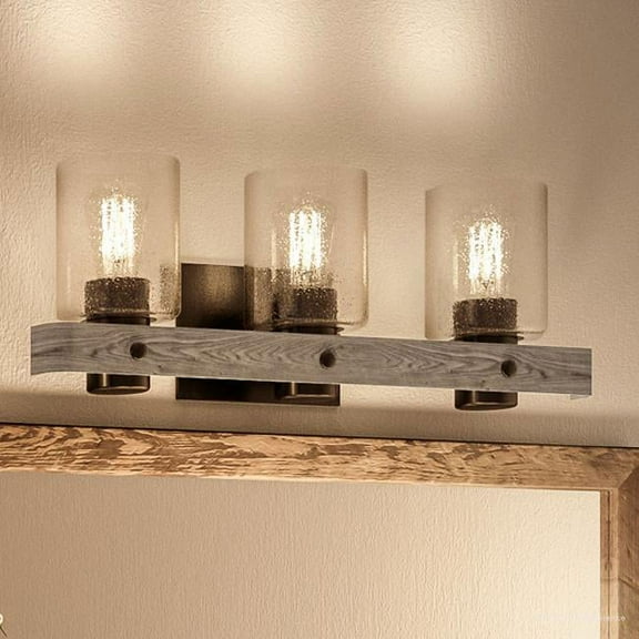 Urban Ambiance Luxury Farmhouse Bath Fixture, Size: 8-1/2"H x 24"W, with Urban Industrial Style Elements, Charcoal Finish, UHP2484