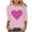 Pink, variant on Valentines Day T-Shirt 3/4 Length Sleeve Womens Tops Crew Neck Tops for Women Trendy Shirts for Women Free Shipping