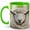 Green, variant on Curly Sheep Coffee Mug, Farm Animal Mug, Ceramic 11 oz