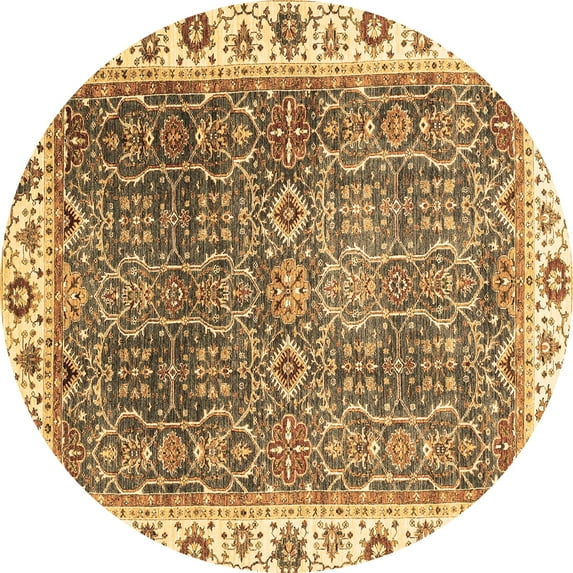 Ahgly Company Indoor Round Abstract Brown Modern Area Rugs, 4' Round