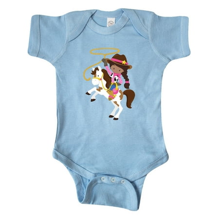 

Inktastic African American Girl Cowboy Girl White Horse Gift Baby Girl Bodysuit