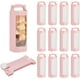 thumbnail image 1 of 10 cajas de regalo de papel con ventana transparente, caja octogonal Kraft de 8,6 x 24,4 x 3,3 cm con asa, color rosa, ideales para regalos, envolver dulces o como cajas para vasos., 1 of 6