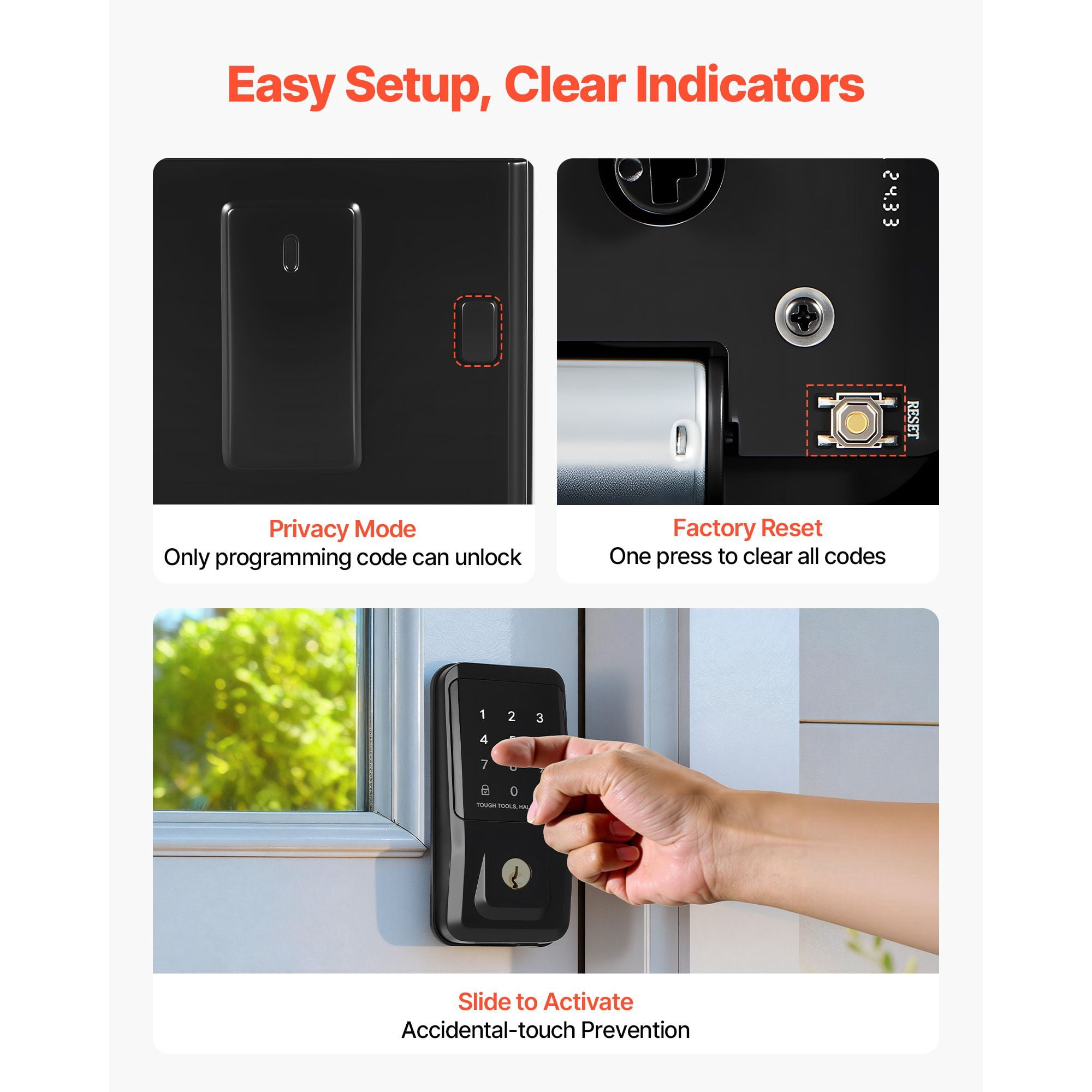 Keyless Entry Door Lock, Electronic Deadbolt with IC Card, Customizable User Codes, Auto Lock, Anti-Peeping Password, Backlit, Easy Installation for Home