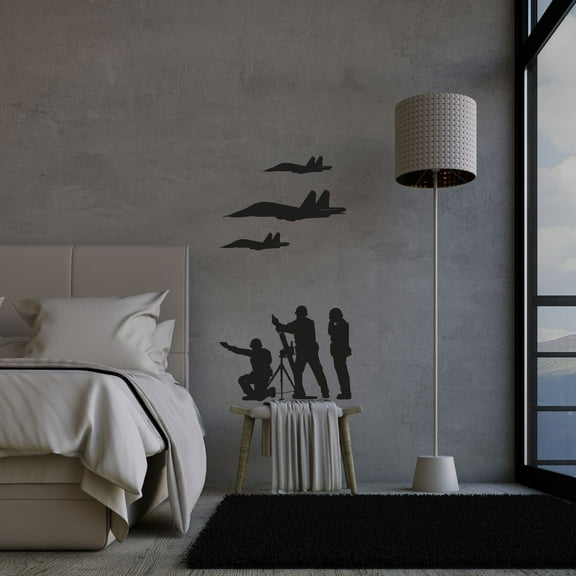 Military Plane Swat Team Army Men Soldier Wall Sticker Helicopter Art Decal for Boys Girls Room Rooms Bedroom Playroom Kid House Home Decor Stickers Walls Art Vinyl Decoration Size (20x14 inch)