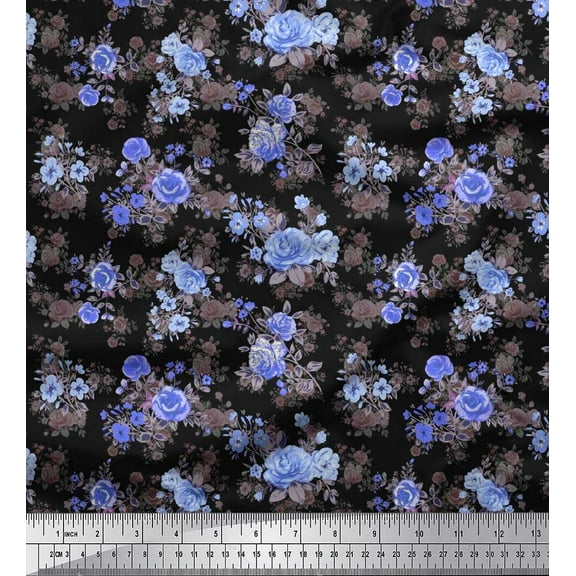 Soimoi Cotton Duck Fabric Leaves & Begonia Floral Print Fabric by The Yard 42 Inch Wide