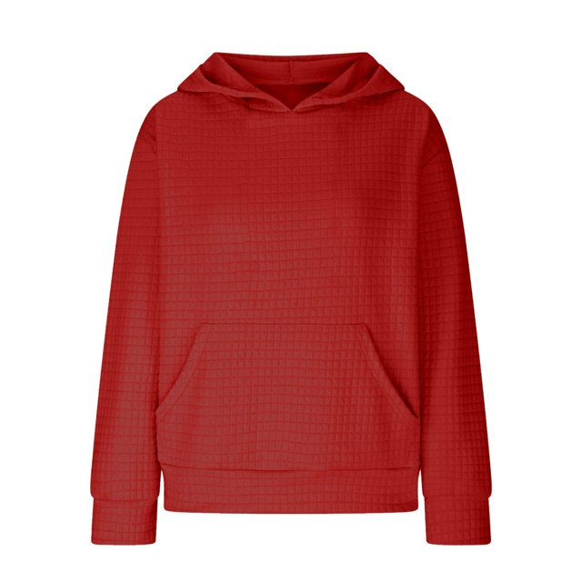 Chandail en Molleton pour Filles Adolescentes à Capuche en Maille Gaufrée Manches Longues Décontracté Mignon