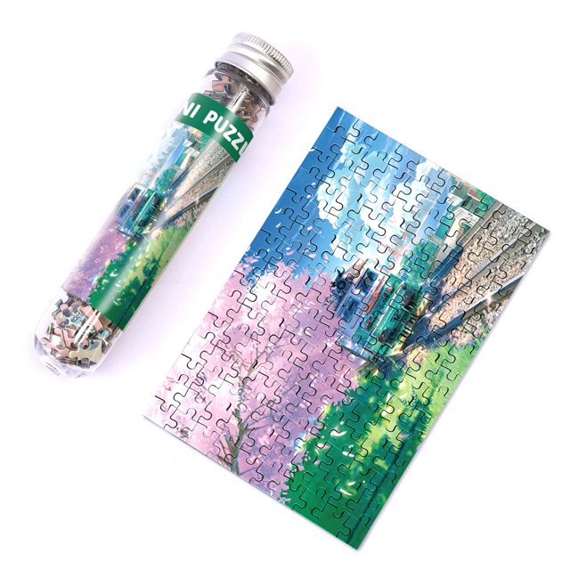 150 Mini rompecabezas de tubo de ensayo, rompecabezas de dibujos animados para adultos, juguetes para niños, Mini rompecabezas de tarjeta azul, ideal para rompecabezas planos
